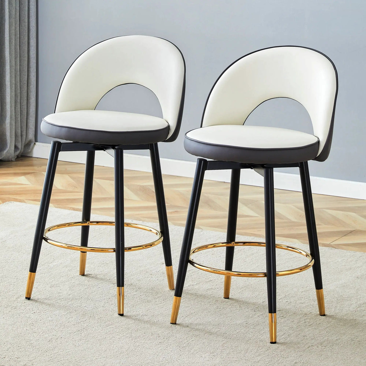 Upholstered Rotatable Bar Chair With Metal Legs For Dining Room by Unique Piece Furniture