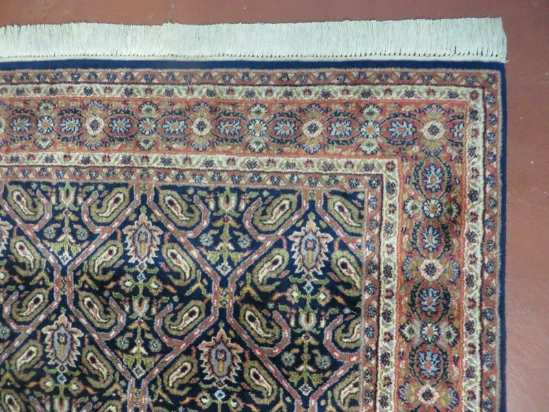 4' X 6' Vintage Fine Handmade India Floral Oriental Wool Rug Carpet Blue Red by Jewel Rugs