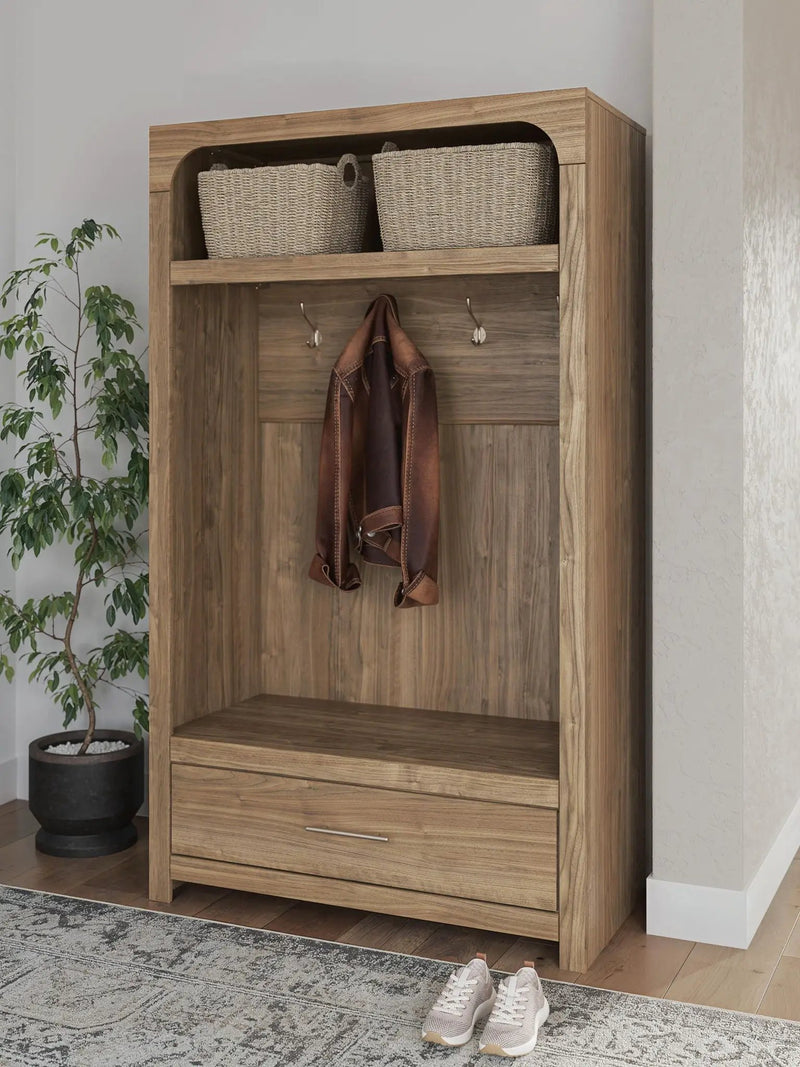 Dovander - Hall Tree With Storage Bench - Brown by Unique Piece Furniture