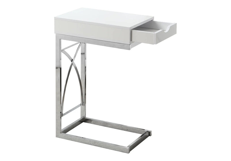 Accent Table, C-Shaped Glossy Contemporary & Modern - White by HouseOfZazla