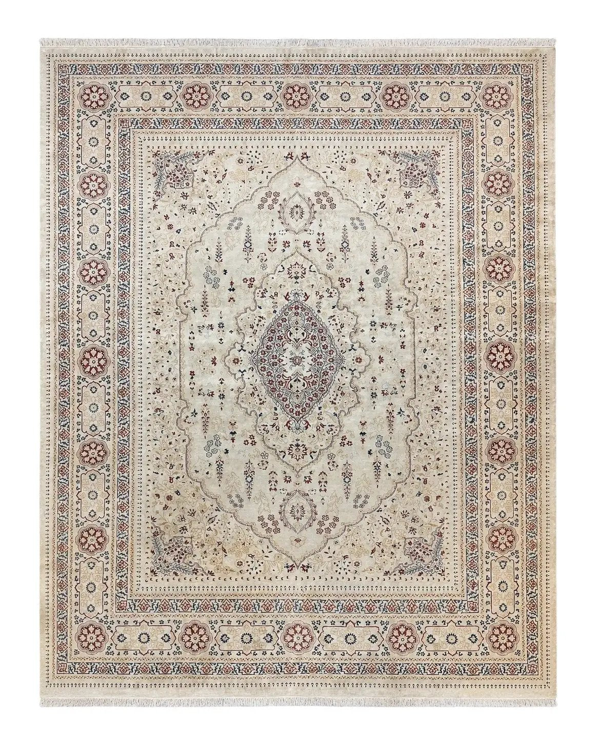 Pak Persian Rug 9x11, Very Fine Hand Knotted Oriental Carpet, Haji Jalili Design, Ivory/Cream, Wool Handmade Room Sized Rug 9 x 11 ft, Nice by Jewel Rugs