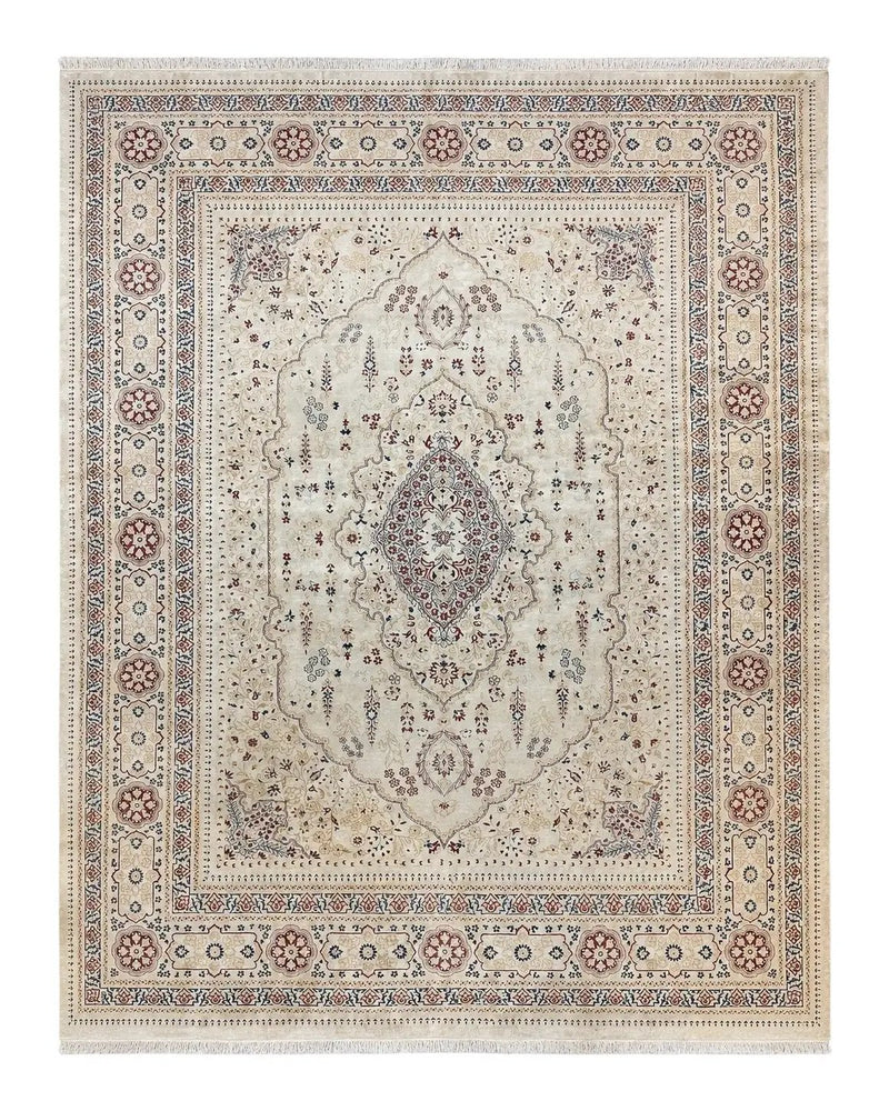 Pak Persian Rug 9x11, Very Fine Hand Knotted Oriental Carpet, Haji Jalili Design, Ivory/Cream, Wool Handmade Room Sized Rug 9 x 11 ft, Nice by Jewel Rugs