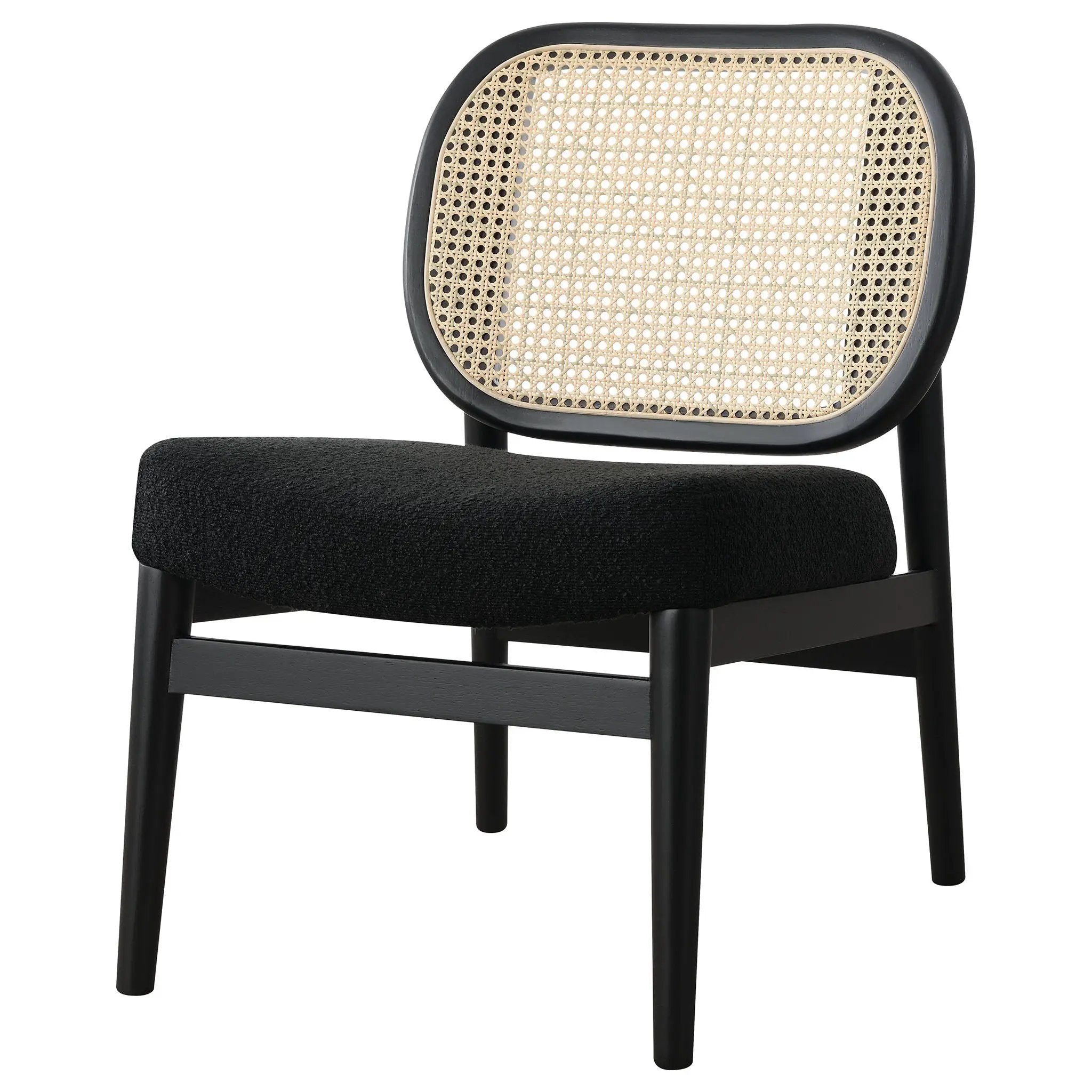 Rayo Rattan Cane Back Accent Chair with Padded Seat Black by Unique Piece Furniture