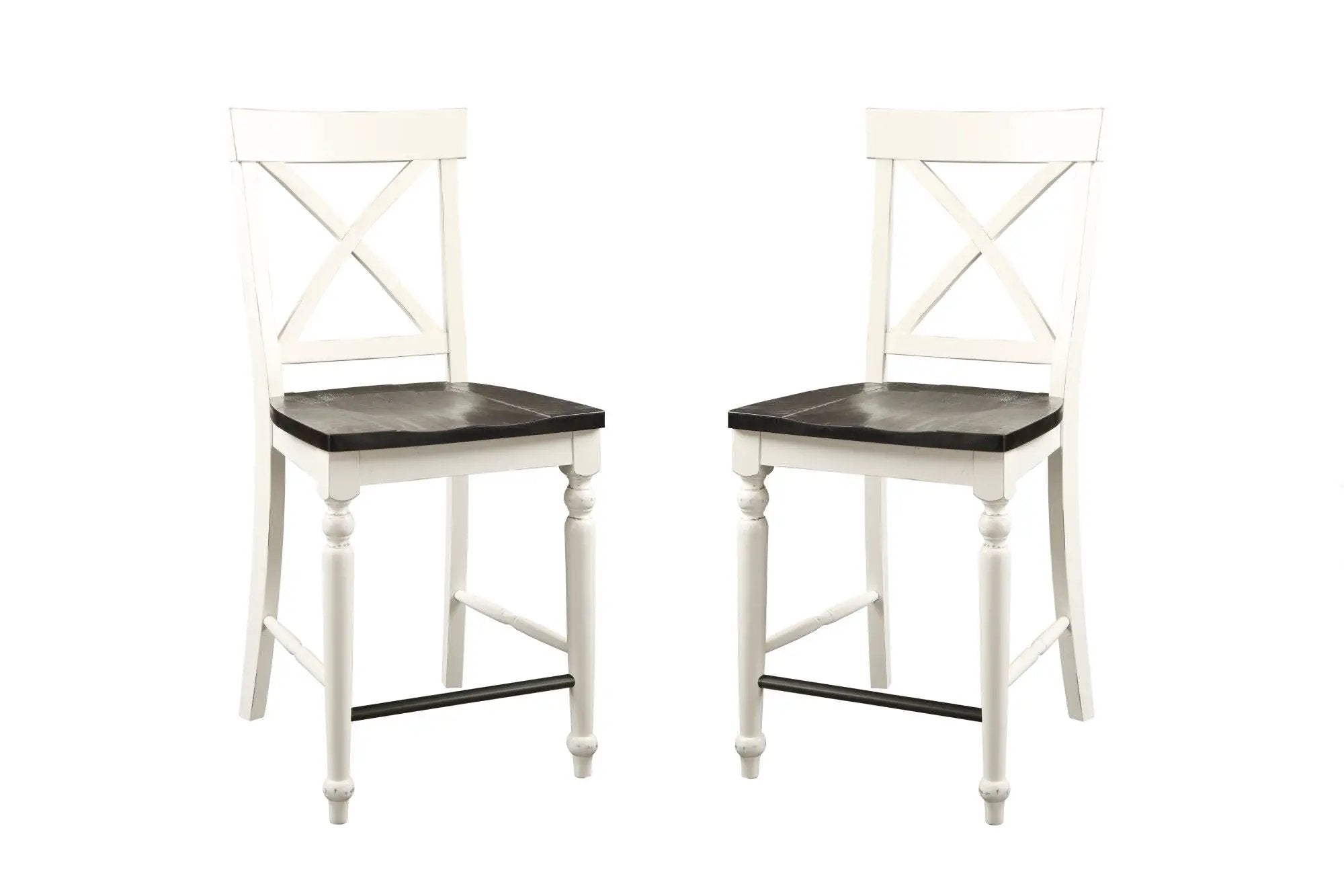 24" Tall Bar Stools (Set of 2) - Brown / White by Unique Piece Furniture