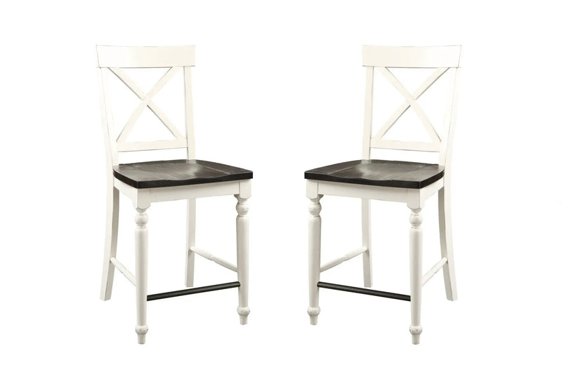 24" Tall Bar Stools (Set of 2) - Brown / White by Unique Piece Furniture