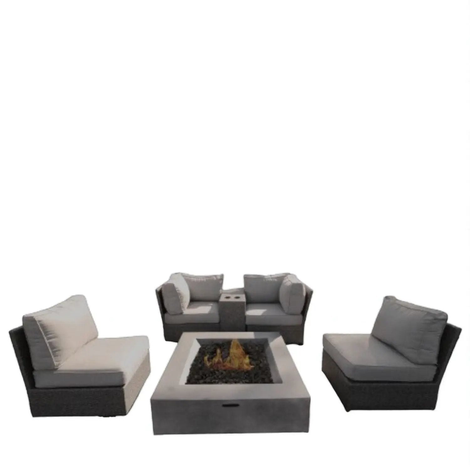 Contemporary Patio Seating Set With Fire Pit by Unique Piece Furniture