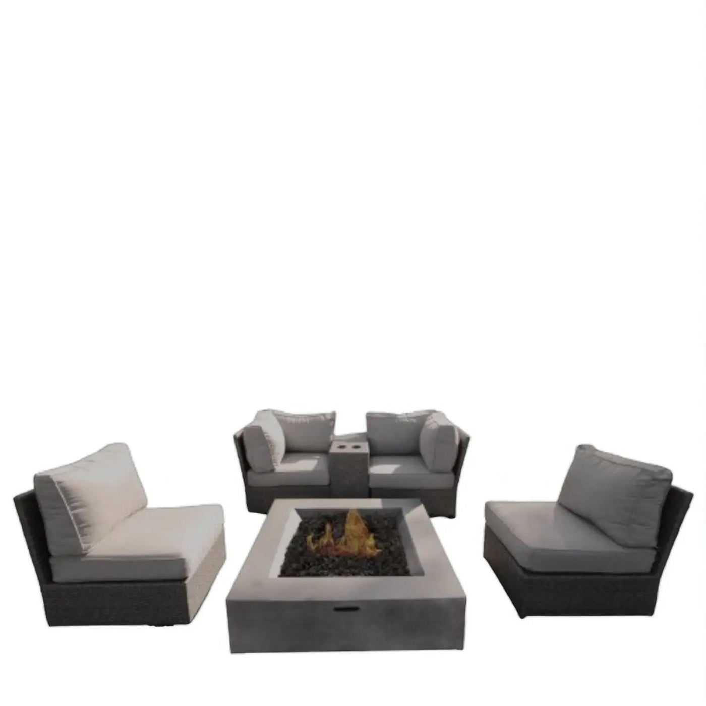 Contemporary Patio Seating Set With Fire Pit by HouseOfZazla