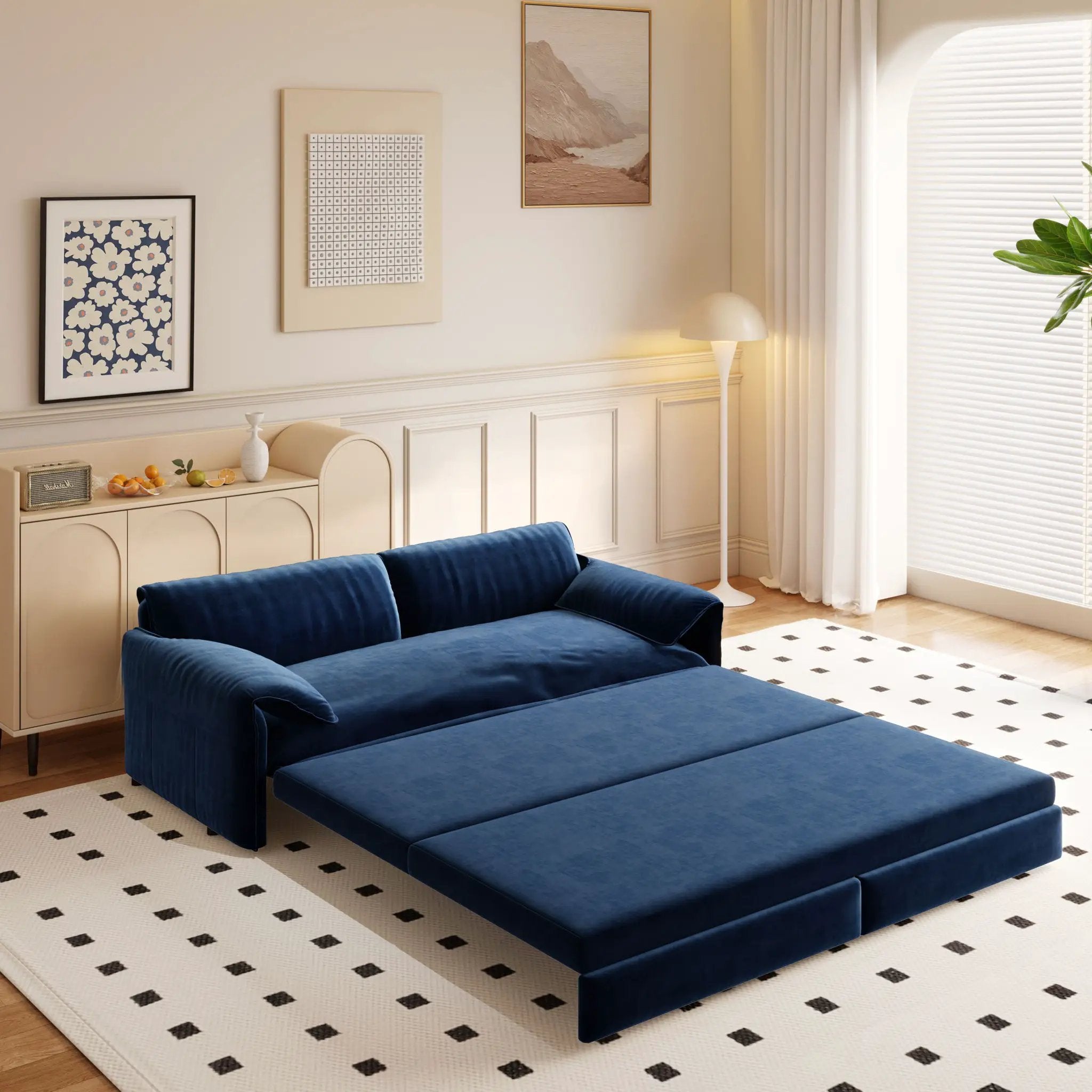 Queen Pull Out Sofa Bed, 3 In 1 Convertible Sleeper Sofa With Side Storage by HouseOfZazla