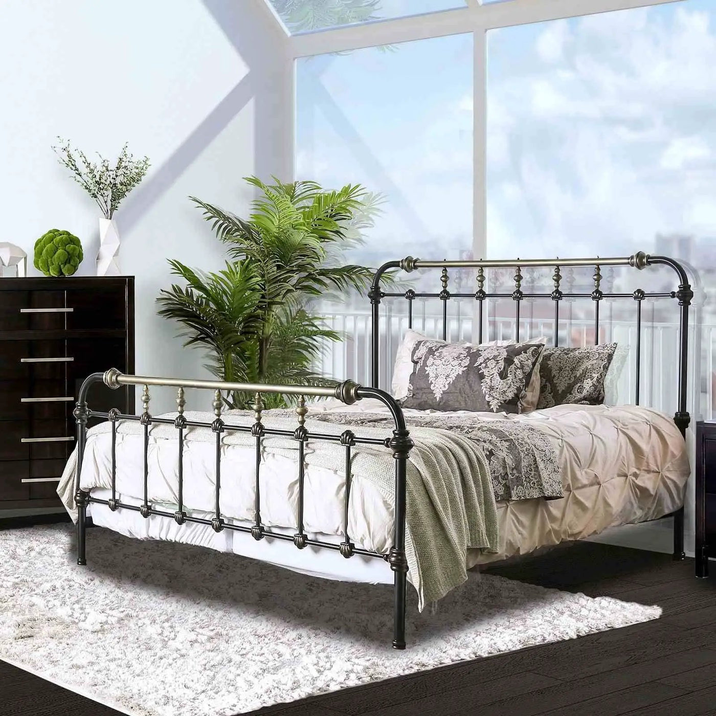 Transitional Style Bed With Accents by Unique Piece Furniture
