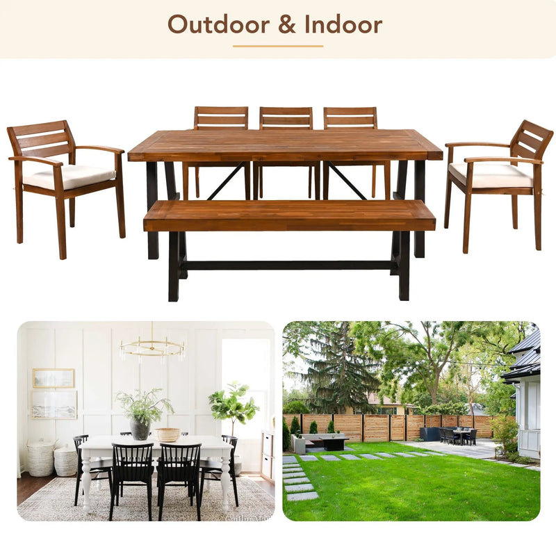 GO Outdoor Wood Dining Set For 7-8 Persons by HouseOfZazla