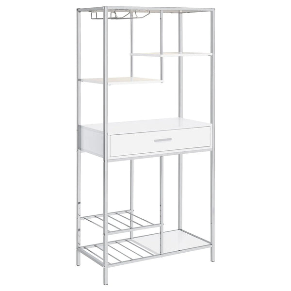 Draper - 5 Shelf LED Wine Cabinet With Pull Out Drawer - Gloss White