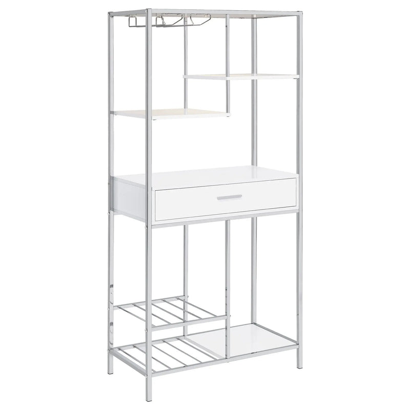 Draper - 5 Shelf LED Wine Cabinet With Pull Out Drawer - Gloss White