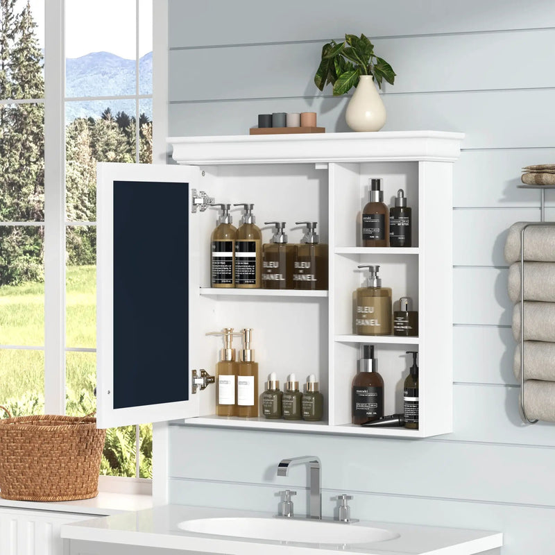 Wall Mounted Bathroom Medicine Cabinet With Mirror And Adjustable Storage With Soft Close Hinges by Unique Piece Furniture