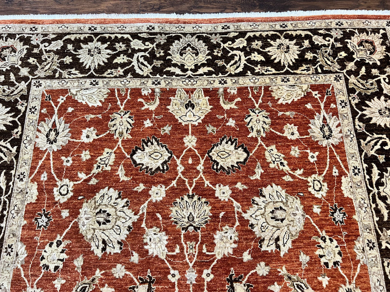 Pakistani Oriental Rug 6x9, Red, Floral Allover, Handmade Wool Rug, Peshawar Chobi Rug, Pak Persian Carpet 6 x 9 by Jewel Rugs