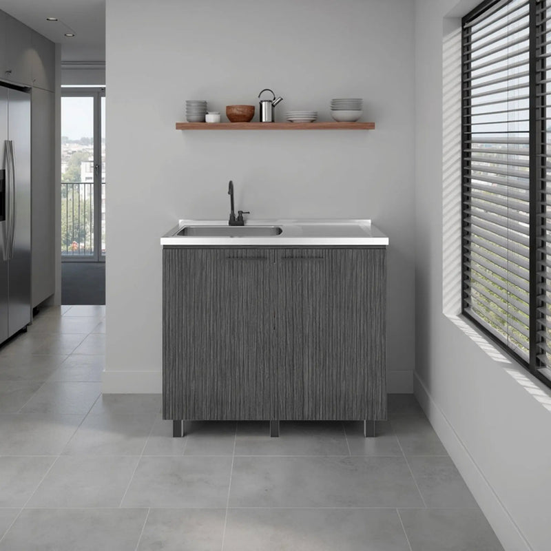 Alatna Freestanding Utility Base Cabinet with Stainless Steel Countertop by HouseOfZazla
