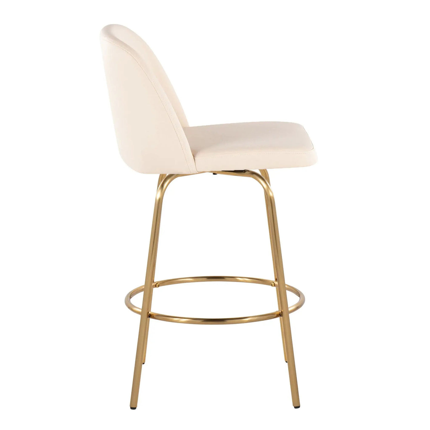 Toriano - Contemporary, Fixed Height Counter Stool With Swivel With Round Footrest (Set of 2) by HouseOfZazla
