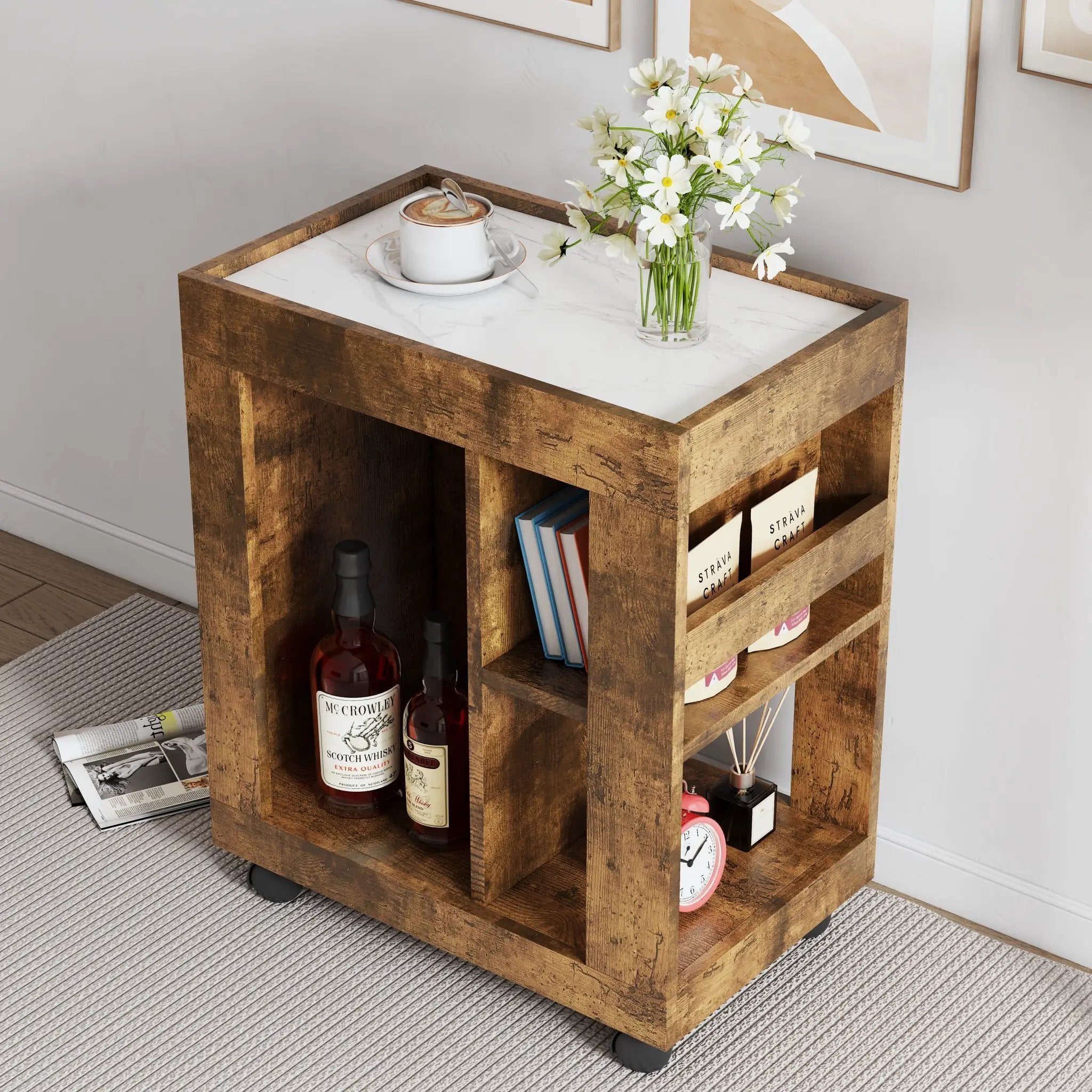 Mid-century Modern Style Movable Side Cabinet by HouseOfZazla