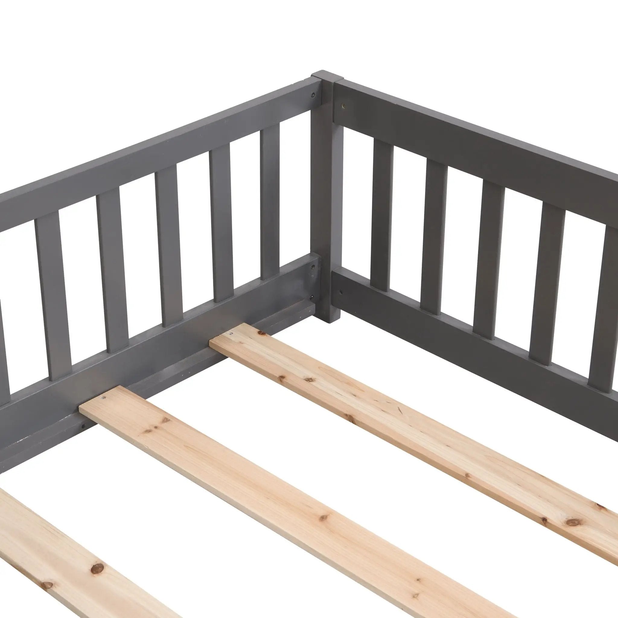 Solid Floor Bed With Door And Fence For Children by Unique Piece Furniture