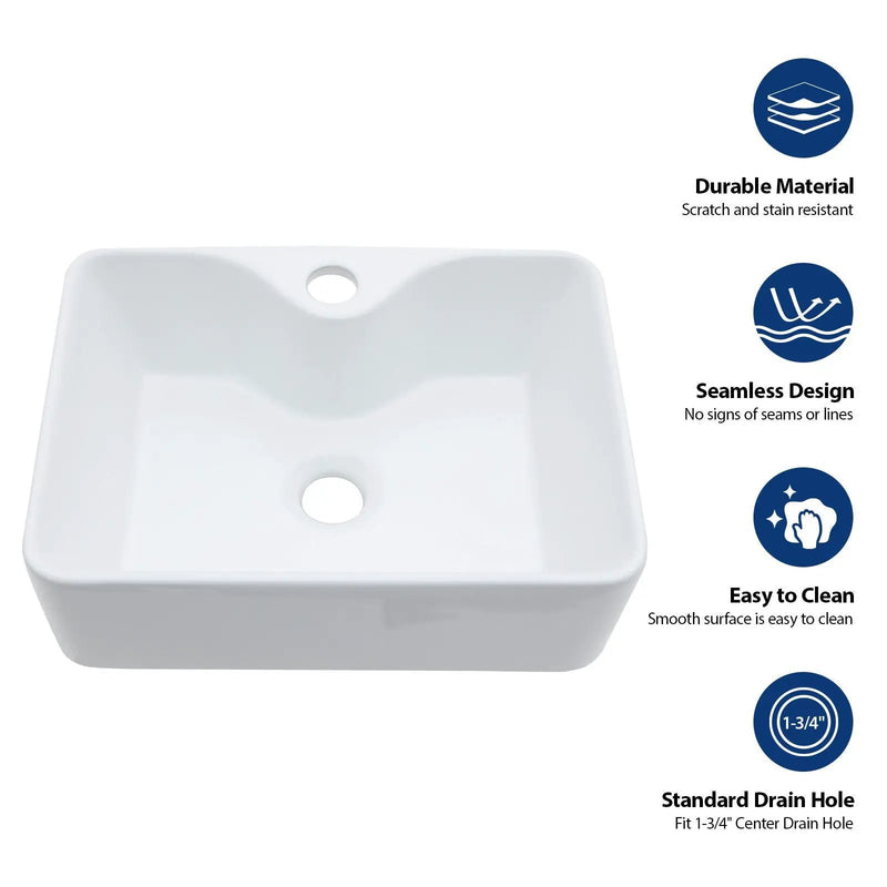 Rectangular Bathroom Sink With Towel Bar & Faucet Hole, Wall Mounted - White by Unique Piece Furniture