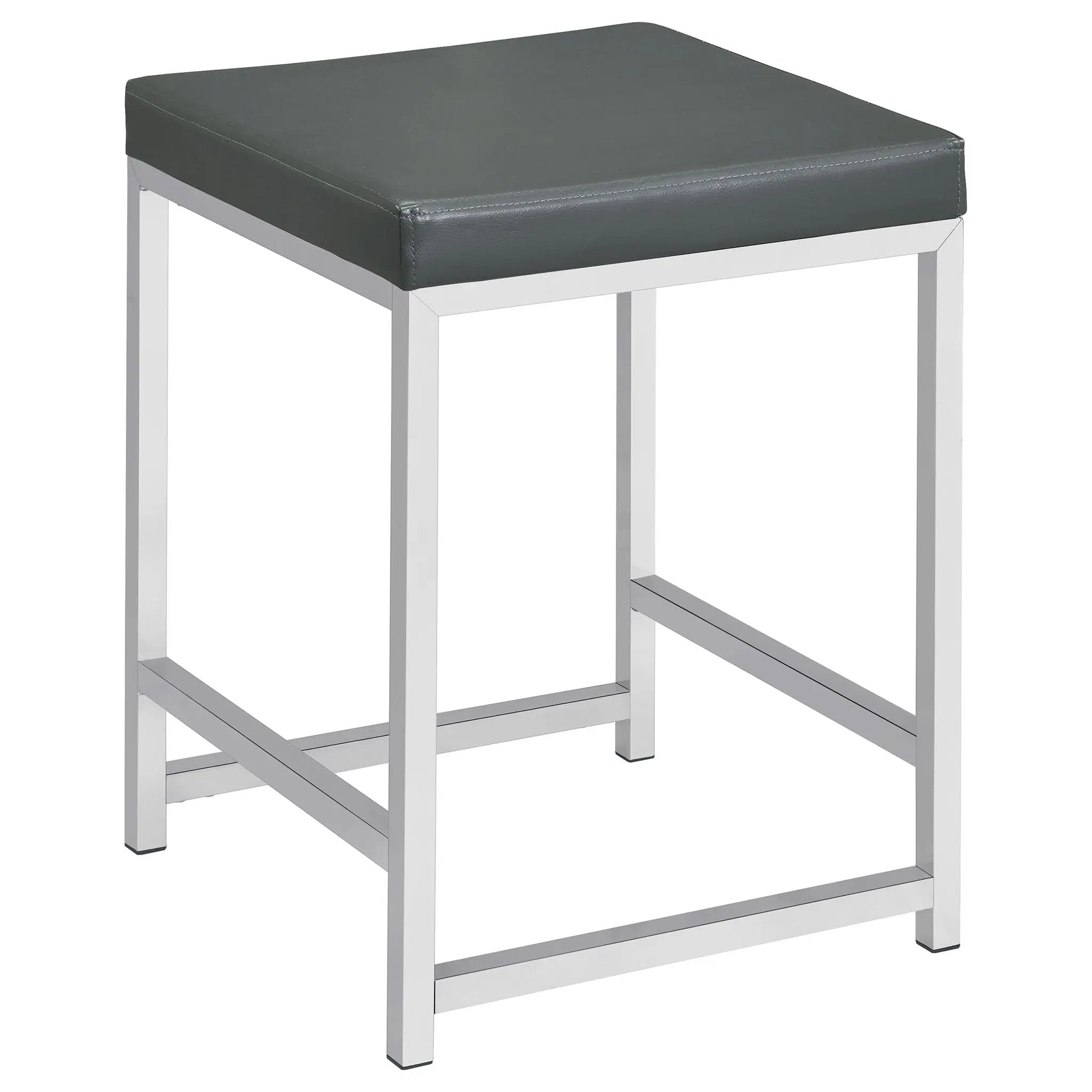 Afshan Upholstered Square Padded Vanity Stool Chrome by Unique Piece Furniture