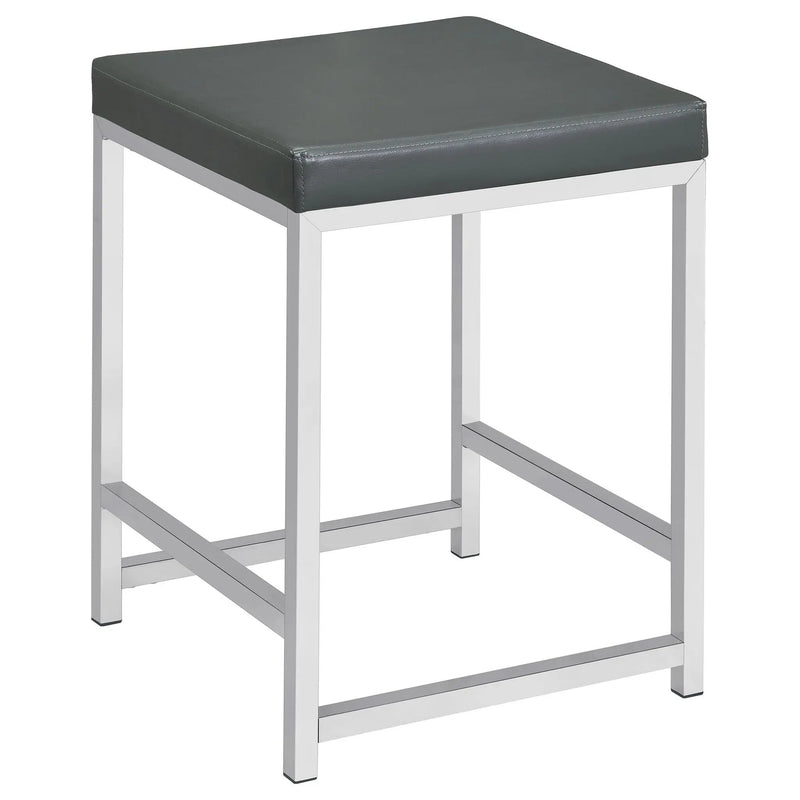 Afshan Upholstered Square Padded Vanity Stool Chrome by Unique Piece Furniture