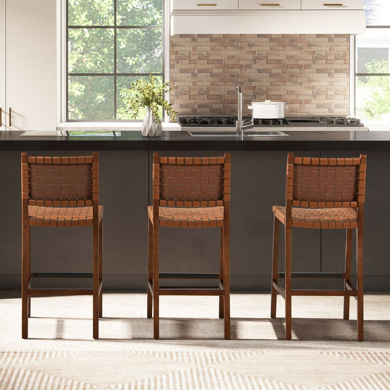 Andre - Counter Stool With Back - Pecan Brown by HouseOfZazla