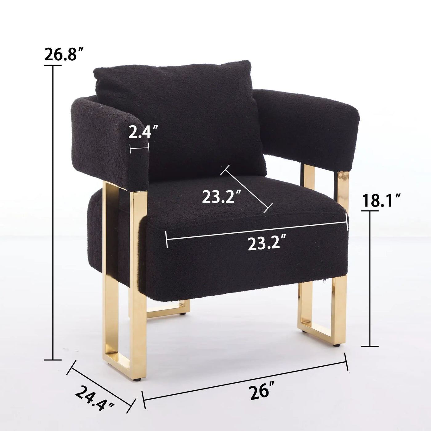 Modern Decorative Chair Teddy Fleece Upholstered And Metal Foot by HouseOfZazla