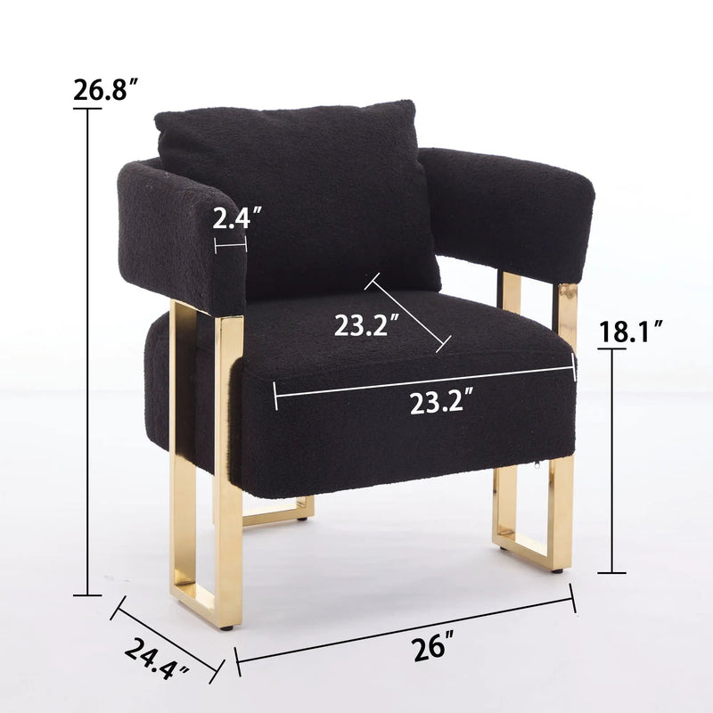 Modern Decorative Chair Teddy Fleece Upholstered And Metal Foot by HouseOfZazla