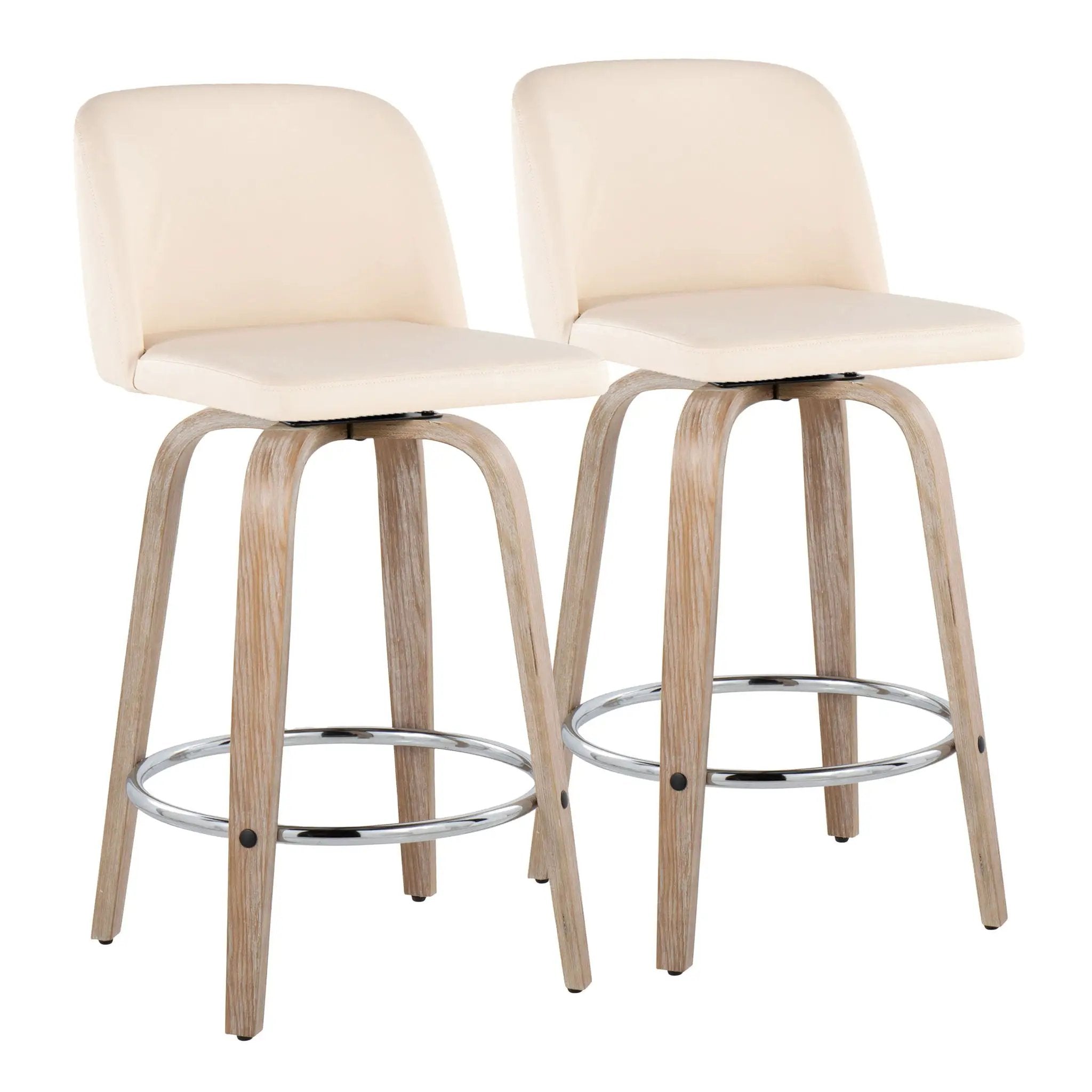 Toriano - Modern Design Fixed Height Counter Stool With Swivel With Round Footrest (Set of 2) by Unique Piece Furniture