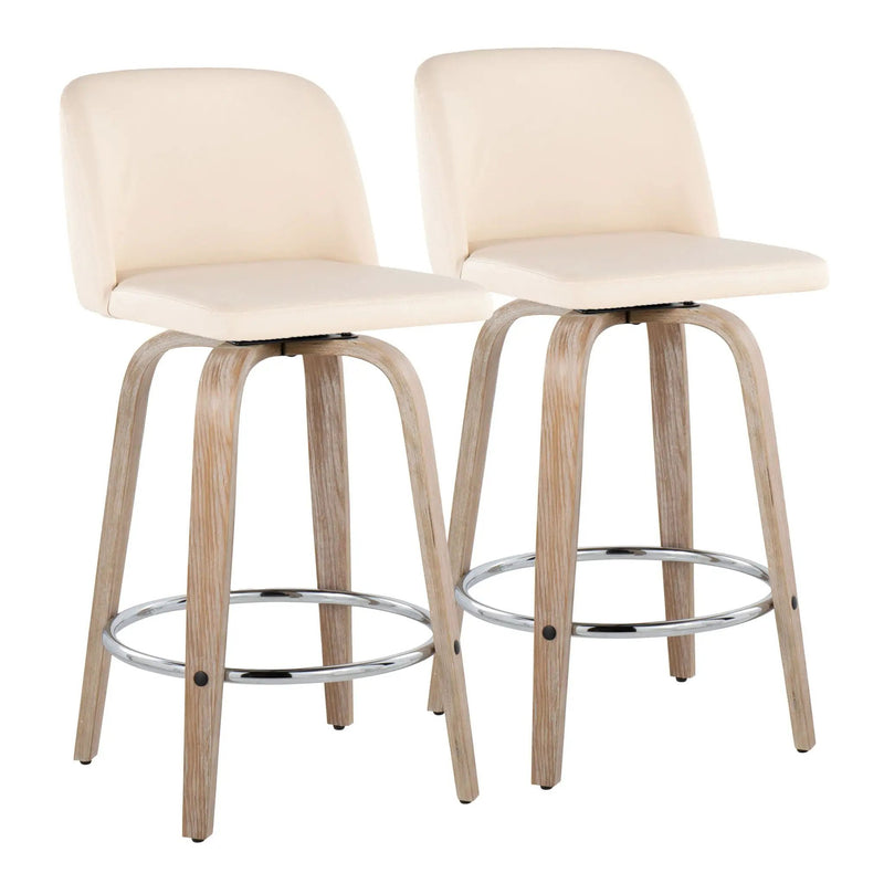 Toriano - Modern Design Fixed Height Counter Stool With Swivel With Round Footrest (Set of 2) by Unique Piece Furniture