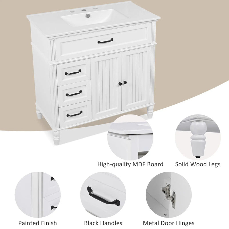 Bathroom Vanity With Sink, Freestanding Cabinet & Drawers by HouseOfZazla