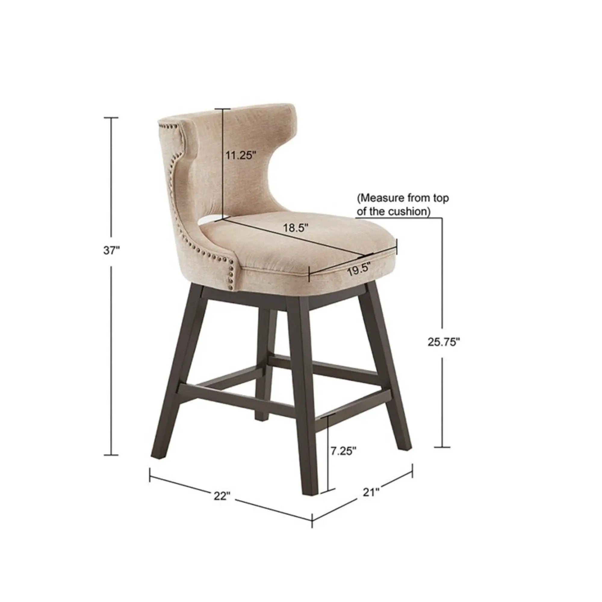 360 Degree Swivel Counter Stool With Silver Detailing by Unique Piece Furniture
