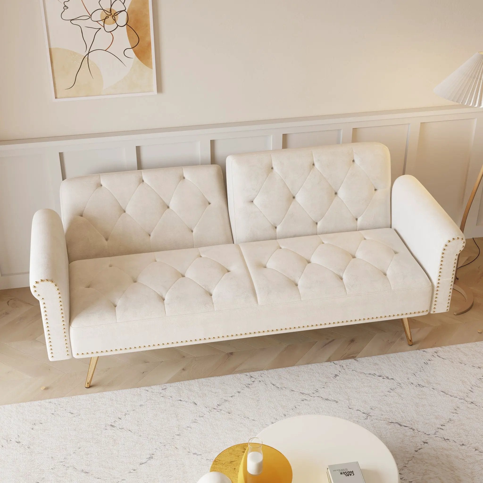 Luxurious Sofa Bed With Nail Head Trim And Matching Pillow by Unique Piece Furniture