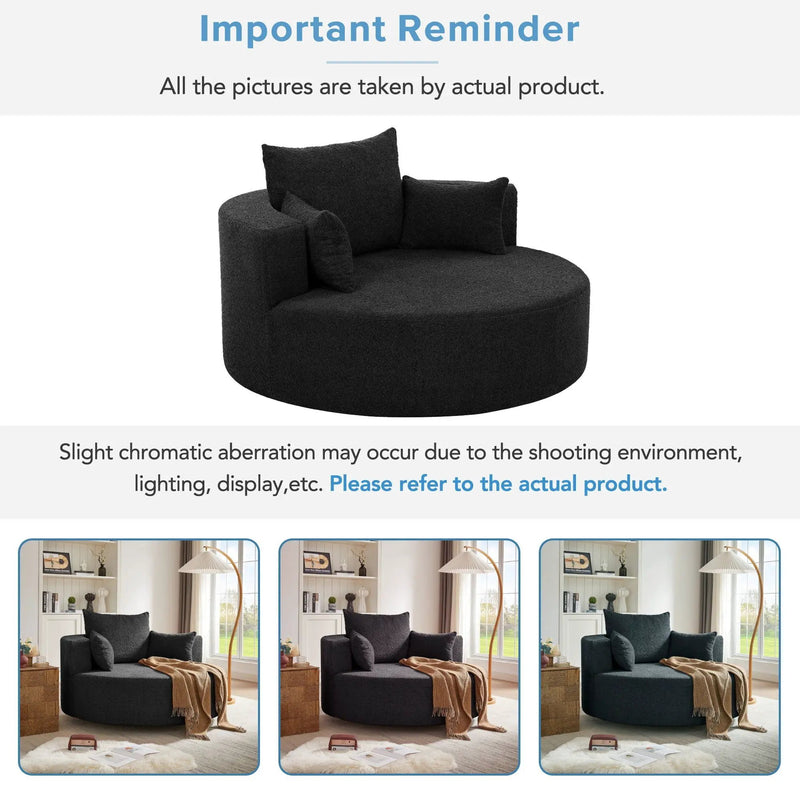 360° Swivel Chair Accent Barrel Chair With Removable Pillows by HouseOfZazla