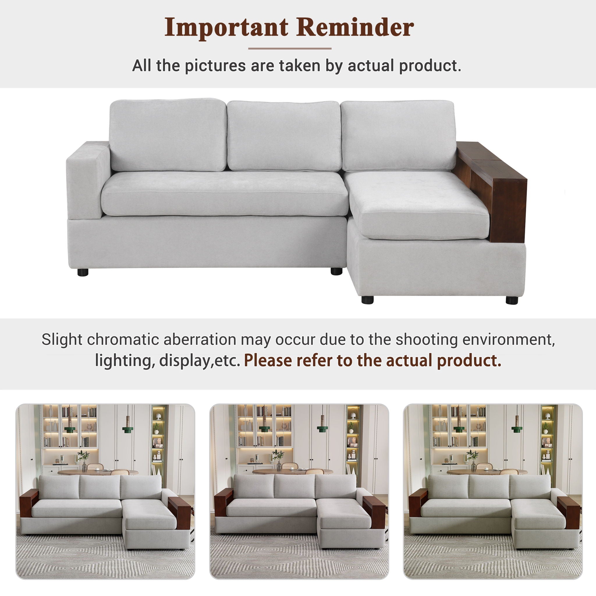 Sectional Sofa Upholstered Sofa Couch With Reversible Armrests For Living Room by HouseOfZazla