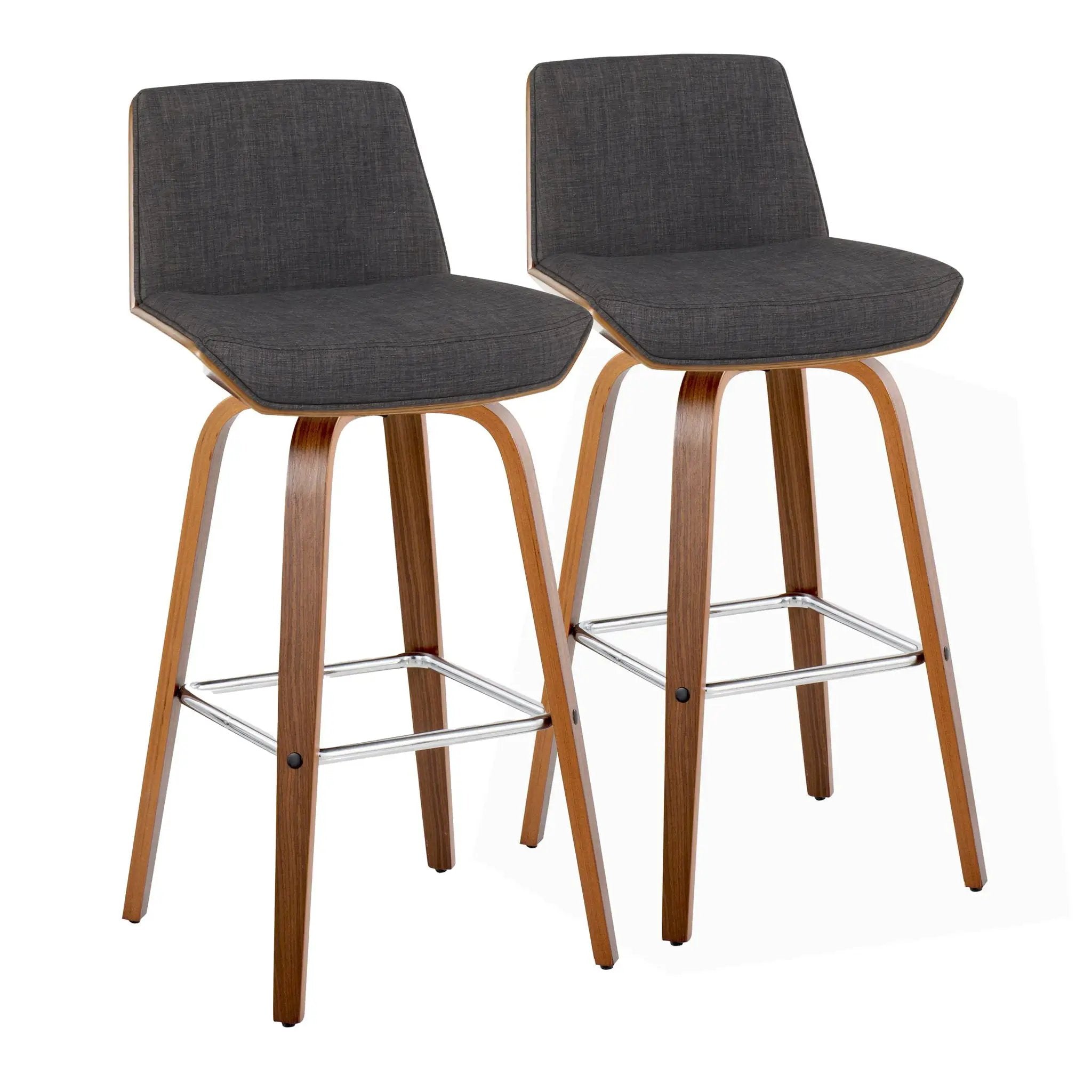 Corazza - Mid Century Modern Fixed Height Barstool With Swivel With Square Footrest (Set of 2) by Unique Piece Furniture