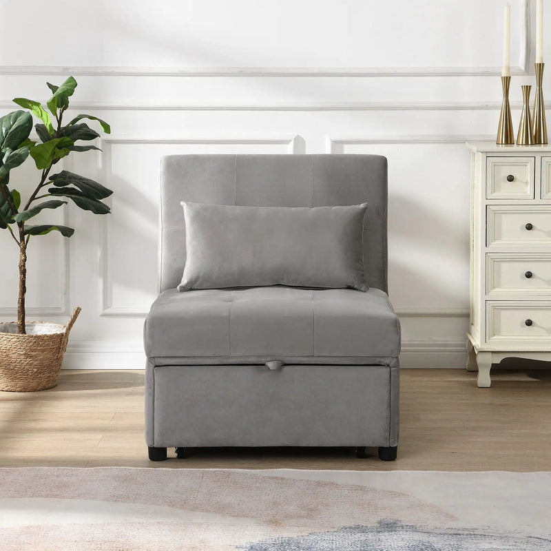 Folding Ottoman Sofa Bed - Gray Fabric by Unique Piece Furniture