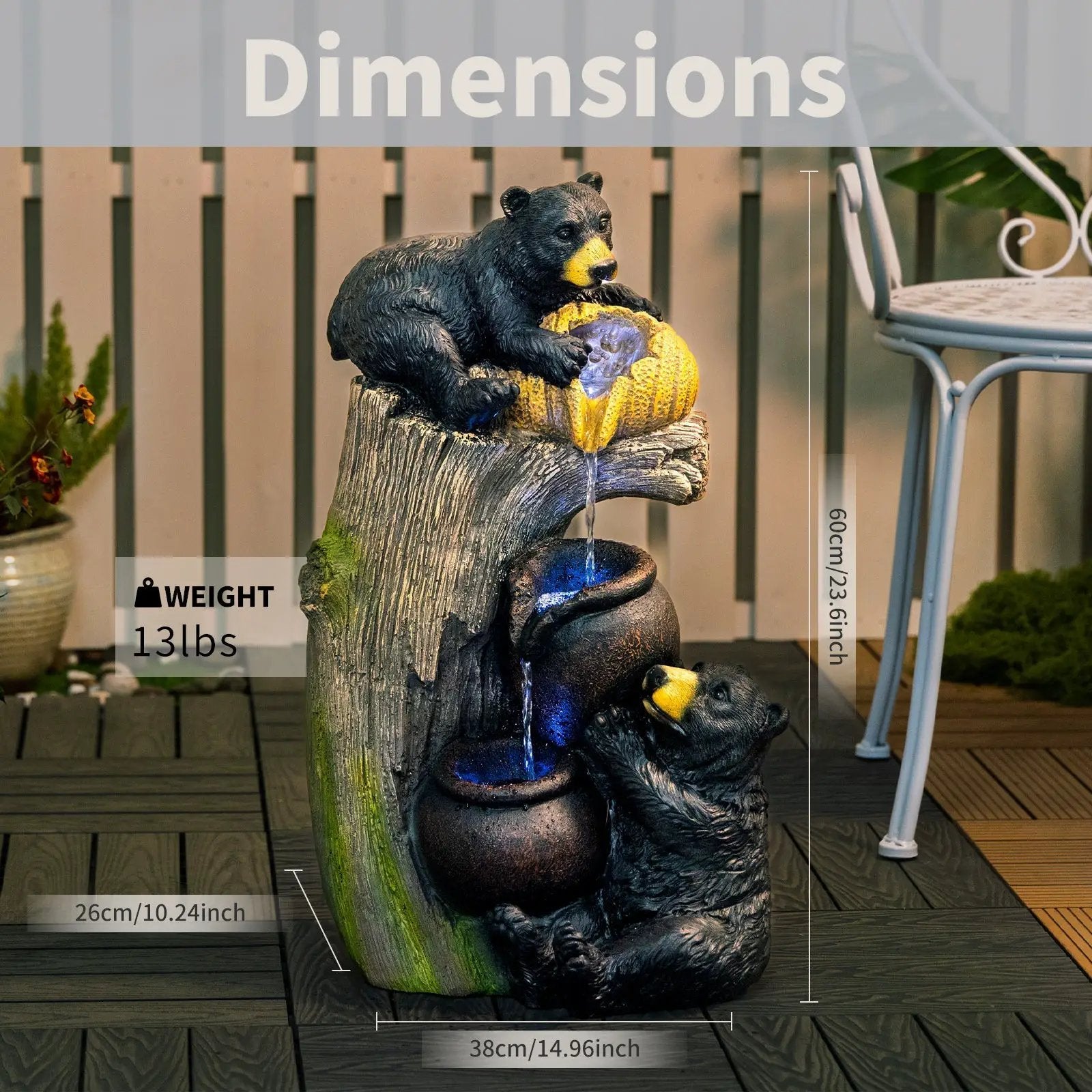 Bear Outdoor Water Fountain with LED Lights by HouseOfZazla