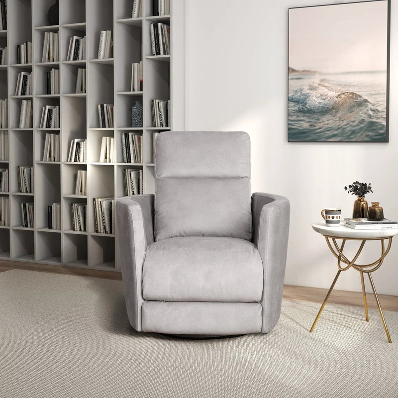 Lawson - Swivel Glider Suede Recliner Chair - Latte by Unique Piece Furniture
