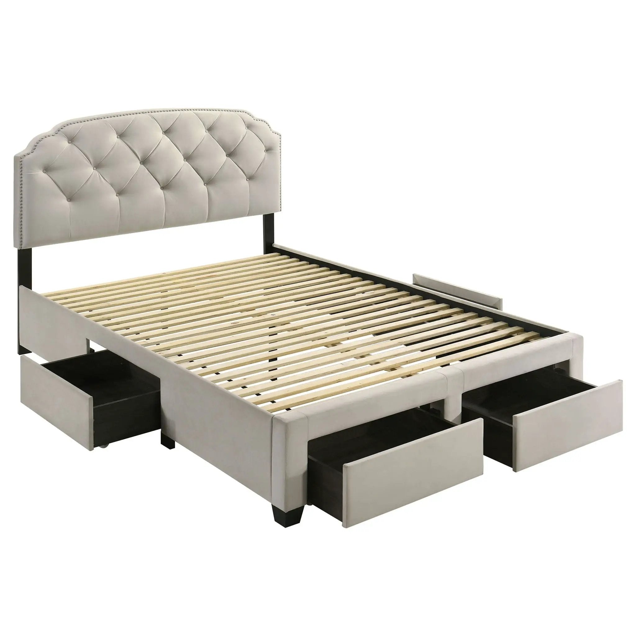 Marianna 4-drawer Upholstered Queen Storage Bed Cream by Unique Piece Furniture