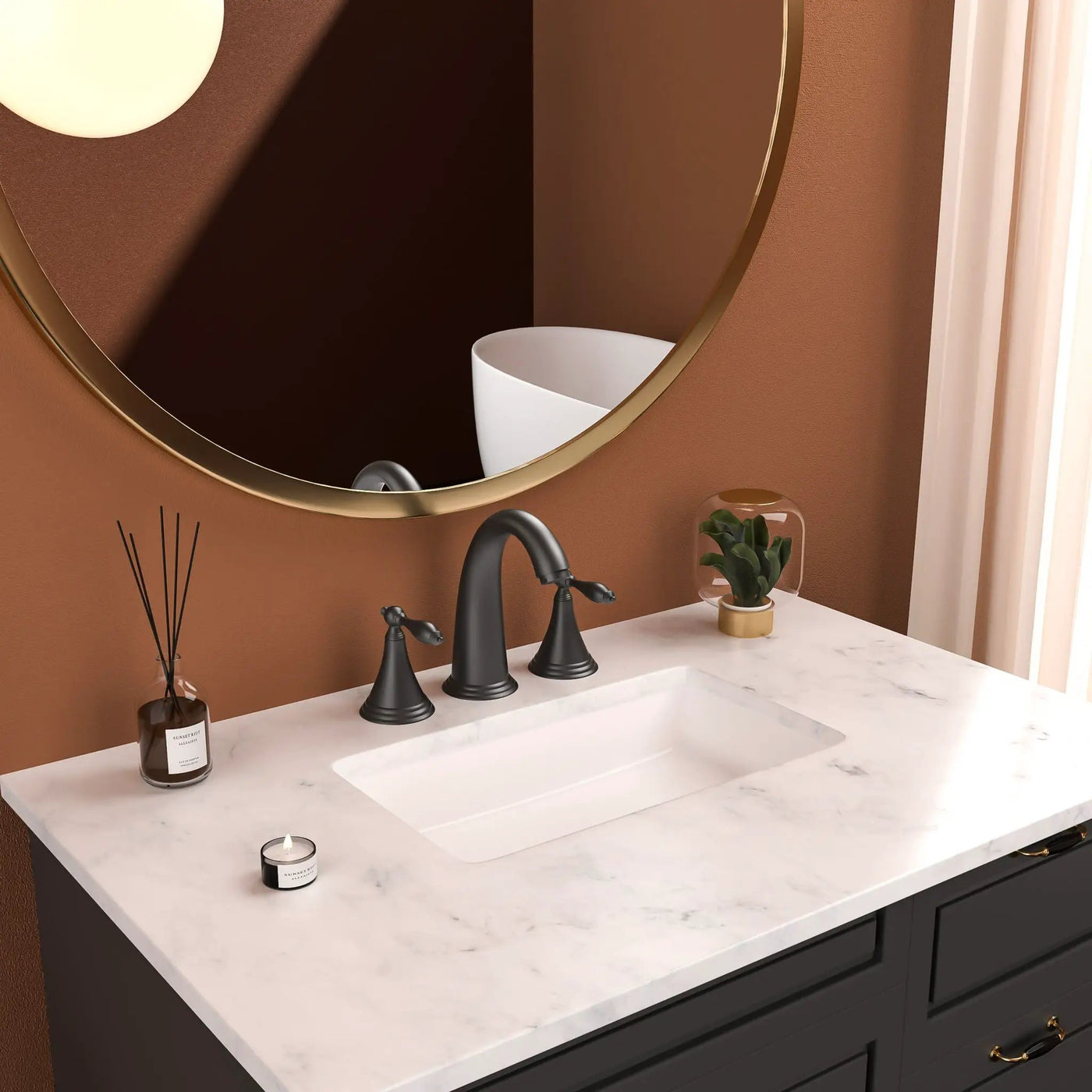 Elegant 2 Handle Widespread Bathroom Faucet With Pop Up Drain And Water Supply Lines by HouseOfZazla