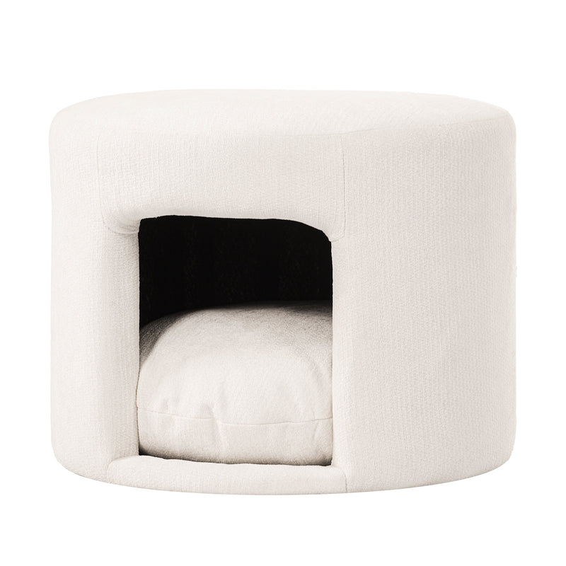 Beige Pet-Friendly Ottoman with Removable Pet Cushion and Hidden Nook by HouseOfZazla