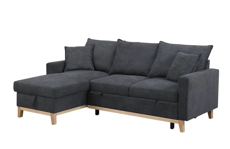 Colton - Reversible Sleeper Sectional Sofa With Storage Chaise - Dark Gray by Unique Piece Furniture