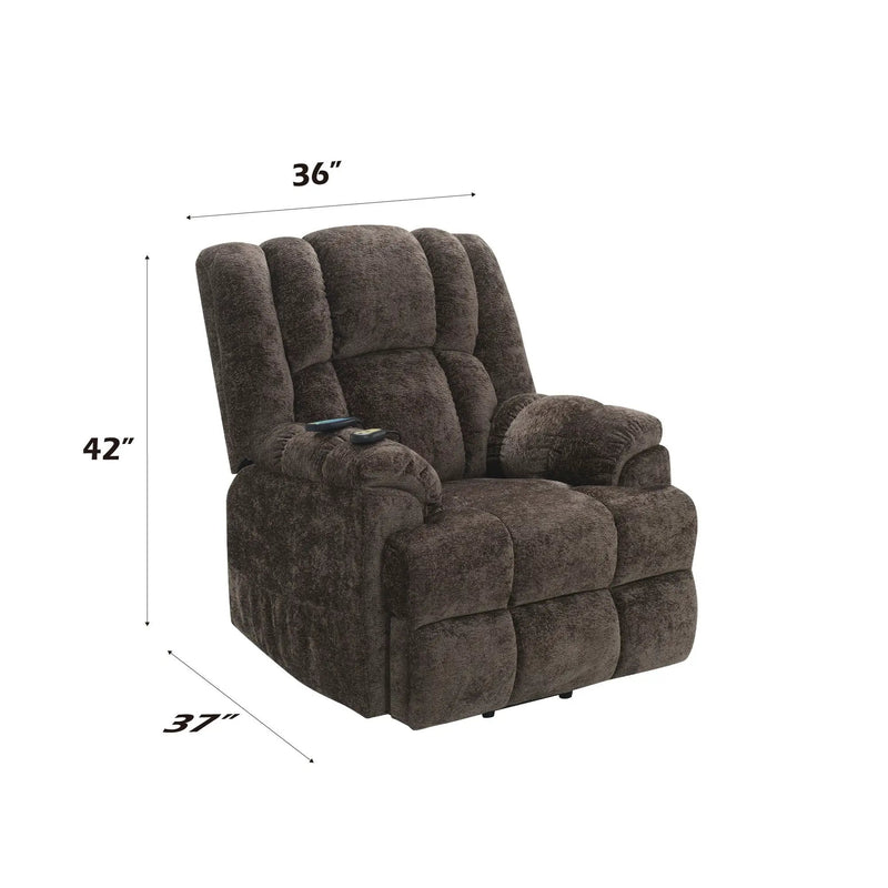 Power Motion Recliner With Lift Heating Massage Function - Brown by HouseOfZazla