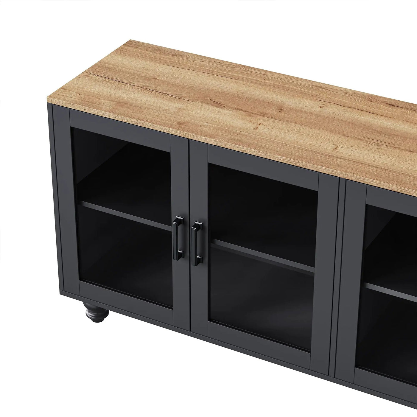 Farmhouse TV Stand With Solid Wood Gourd Shaped Legs For TVs Up To 70" by HouseOfZazla