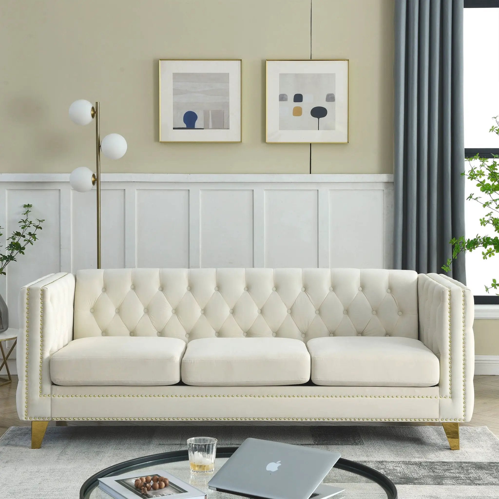 Upholstered Couch Sofa With Button Tufting For Living Room by HouseOfZazla