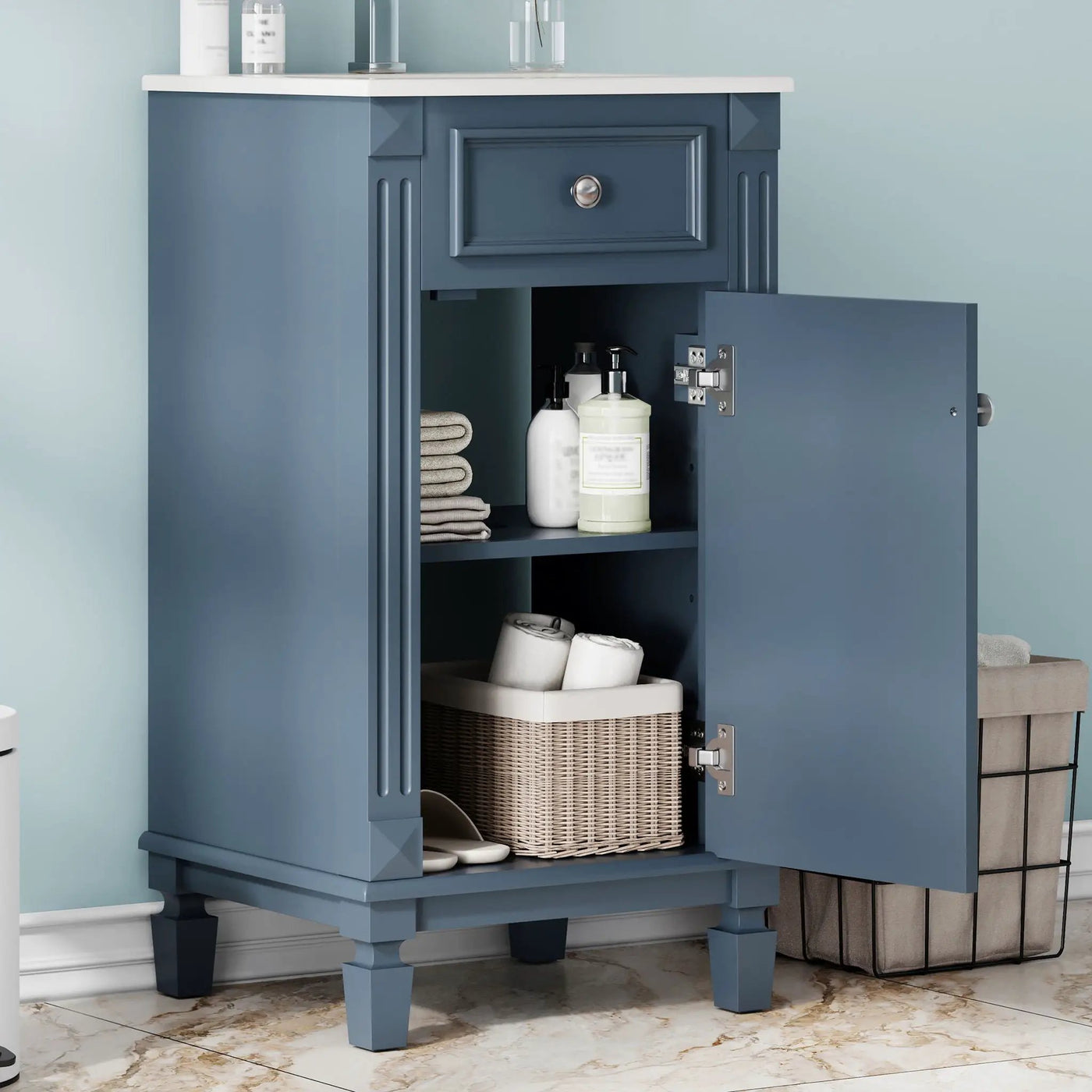 Bathroom Vanity With Sink, Soft-Closing Door, Adjustable Shelf by Unique Piece Furniture