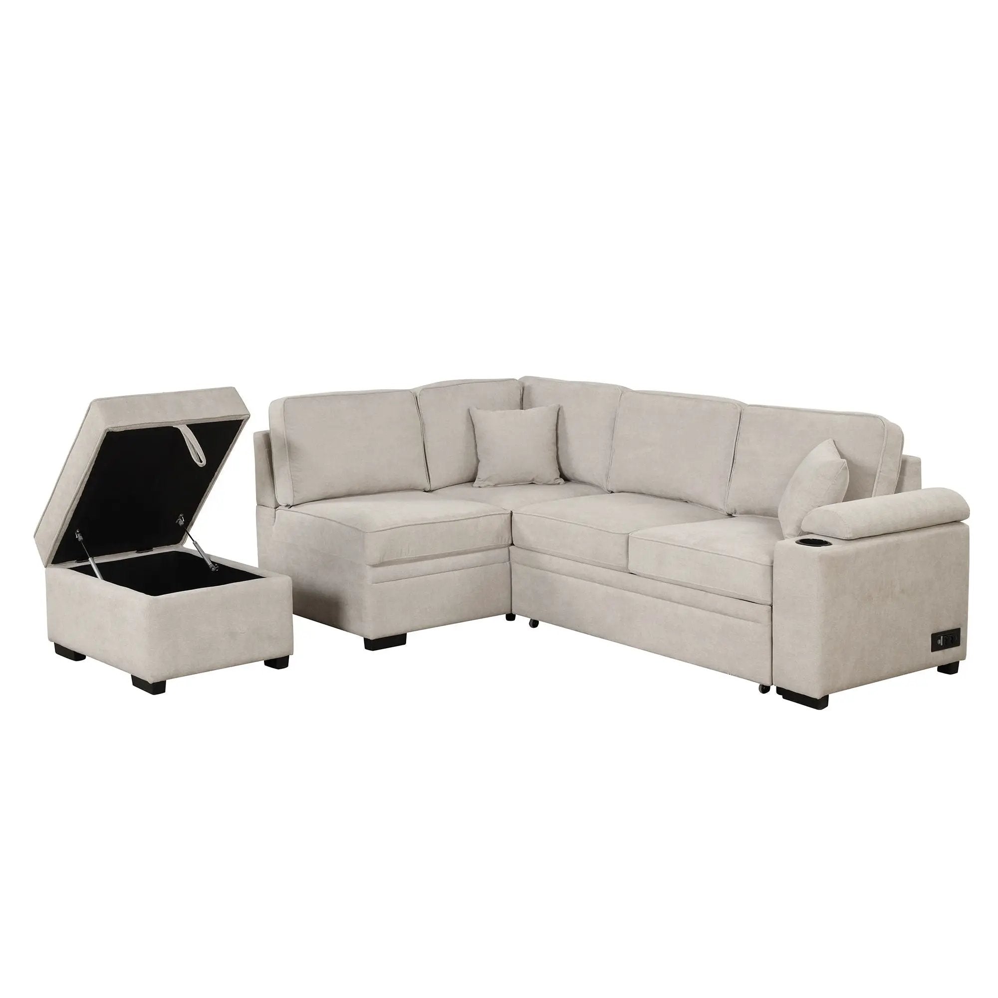 Sleeper Sofa Bed, 2 In 1 Pull Out Sofa Bed L Shape Couch With Storage Ottoman For Living Room, Bedroom Couch And Small Apartment by HouseOfZazla