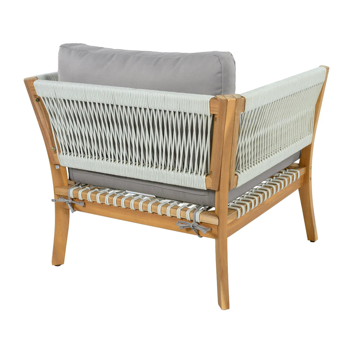 30.3" Outdoor Acacia Wood Patio Chair with Woven Rope Accents by HouseOfZazla
