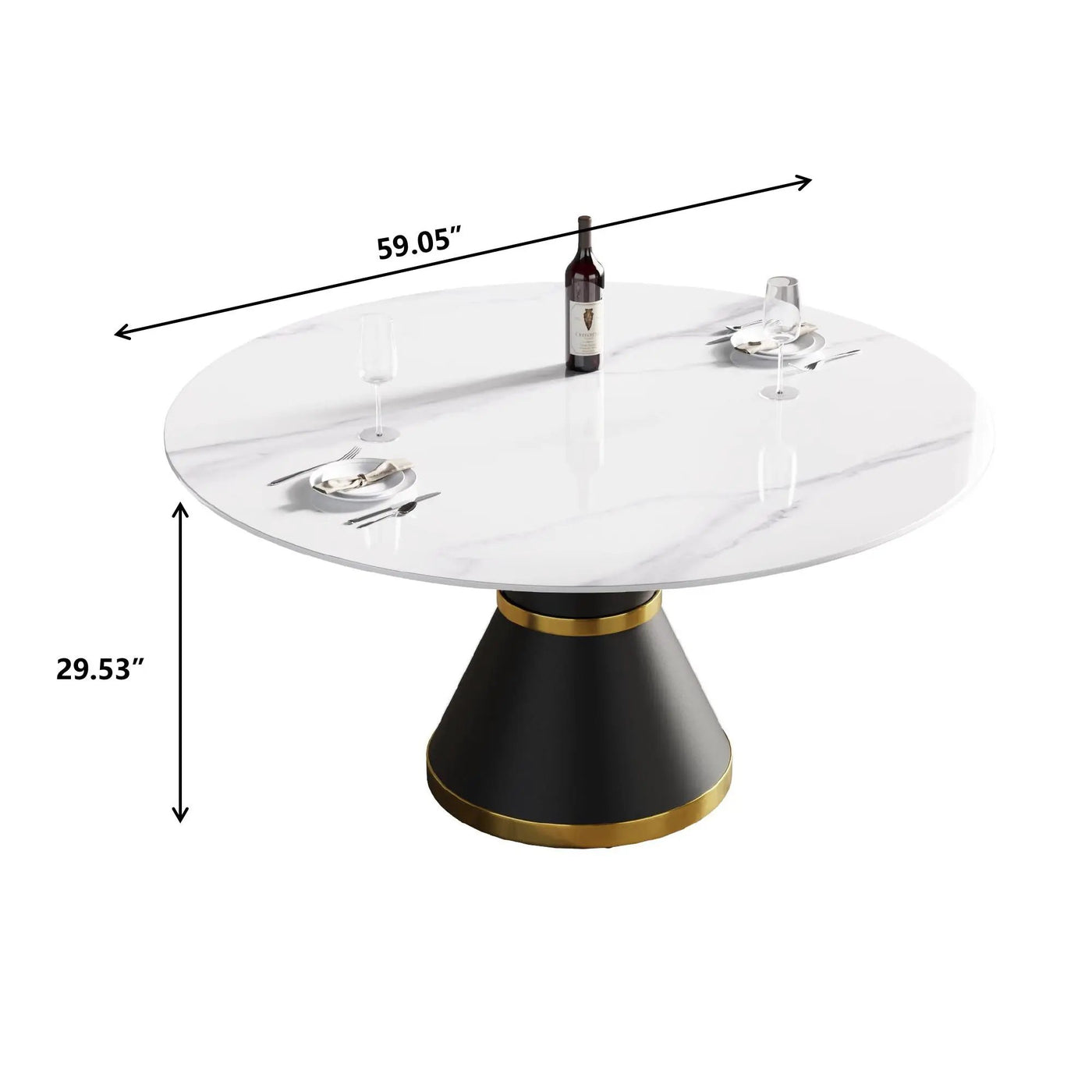 Modern Artificial Stone Round Carbon Steel Base Dining Table, Can Accommodate 6 People by HouseOfZazla